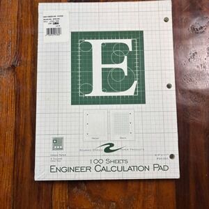 Roaring Spring Engineer Calculation Pad 100 Sheets Green 5x5 Grid 8.5x11 95382